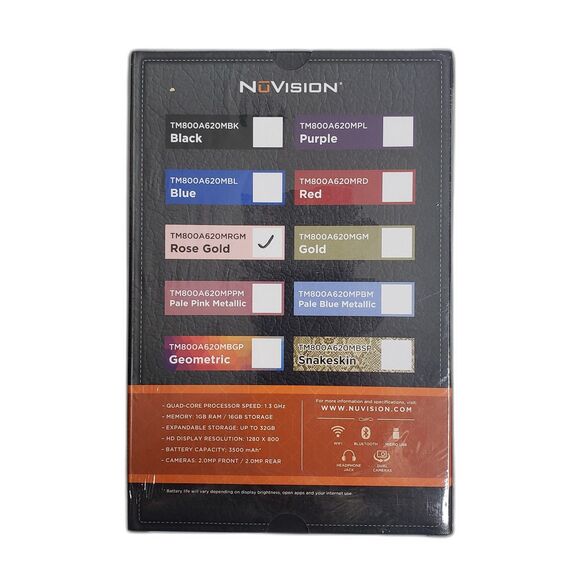 NuVision 8" HD Tablet Android Marshmallow Dual Camera WiFi Bluetooth New Sealed - Picture 2 of 4